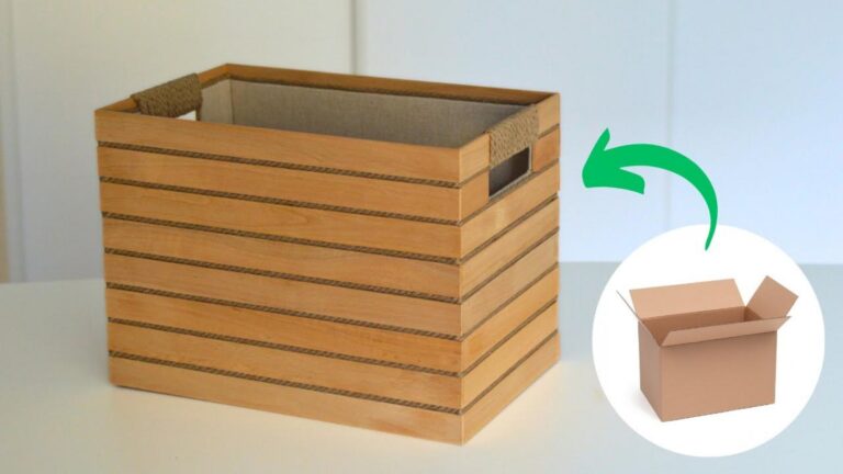 Dieser geniale Trick verwandelt eine alte Kartonbox in einen stilvollen Aufbewahrungskorb…
