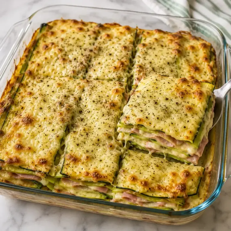 Zucchini-Gratin mit Schinken und Käse: Leicht, cremig und lecker