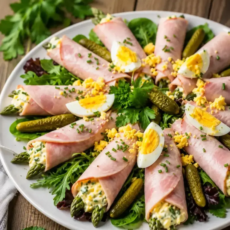 Schinkenroulade mit Eier-Dip und Frischkäse: So gelingt’s!